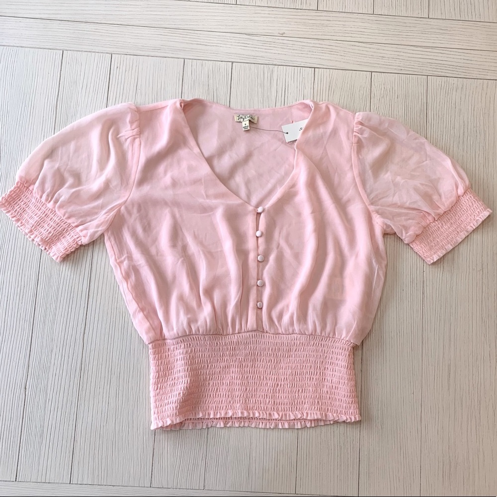 Francesca Brand (Lily White) Pink Short-Sleeve Blouse